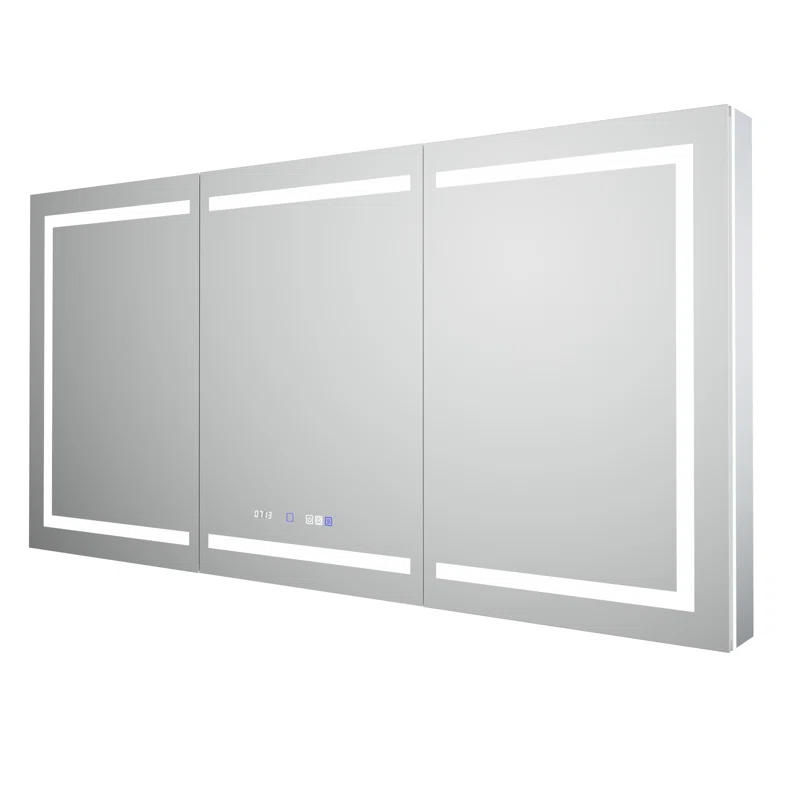 MEDUNJESS 72''x36'' Surface or Recessed Mount LED Medicine Cabinet with Mirror and Defogger 3 doors Medicine Cabinet
