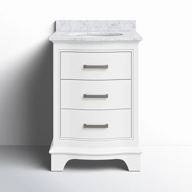 Monroe 24'' White Solid Wood Vanity with Carrara Marble Top