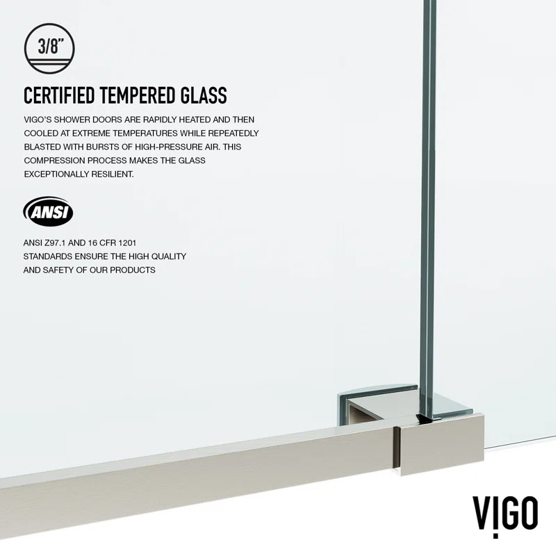 Elan 56-60" W x 74" H Sliding Frameless Shower Door with 3/8" Clear Glass