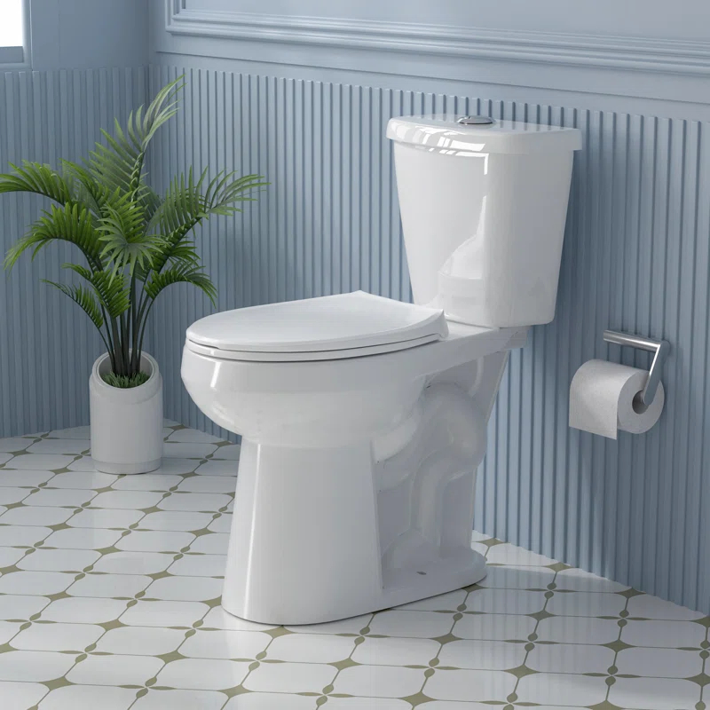 19 in. 2-Piece Toilet 1.1/1.6 GPF Dual Flush Round White Toilet ADA Height with Soft-Close Seat