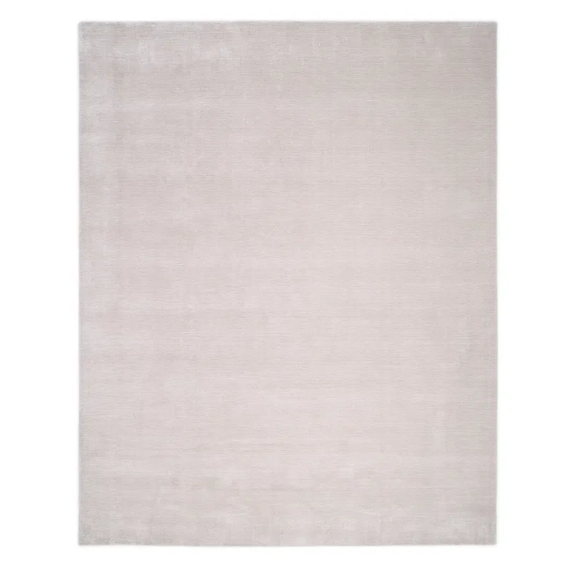 Mist Gray Hand-Knotted Wool and Viscose Area Rug