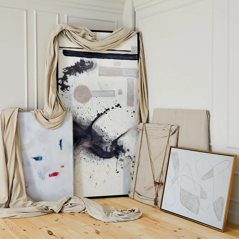 Multicolor Abstract Canvas Print with Champagne Frame