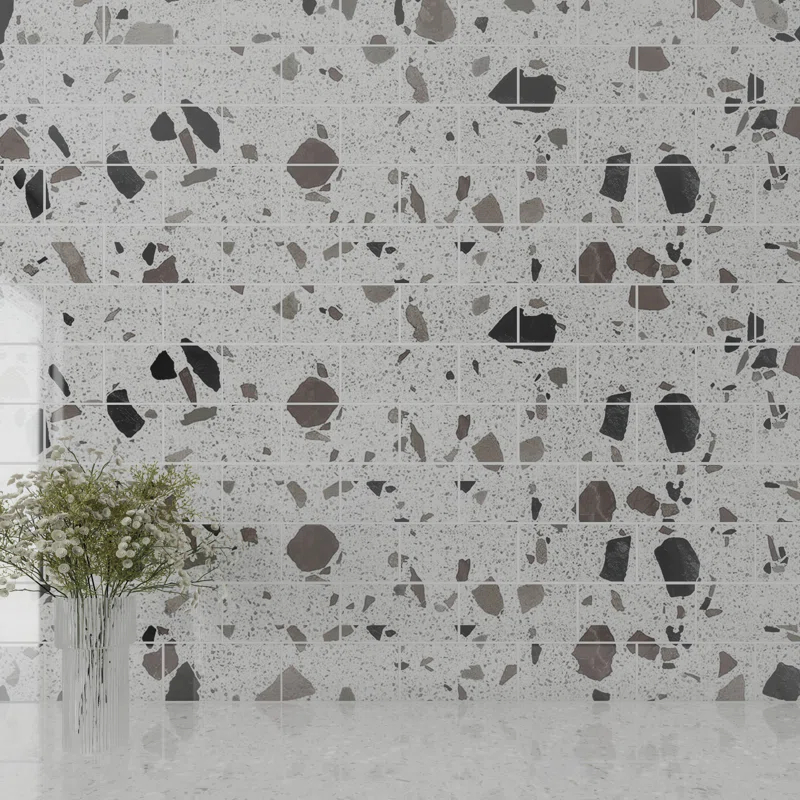 Glass Terrazzo 3'' W x 6'' L Glass Subway Singular Tile