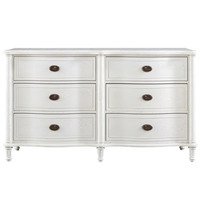 Devon French Country 6-Drawer White Dresser with Soft Close