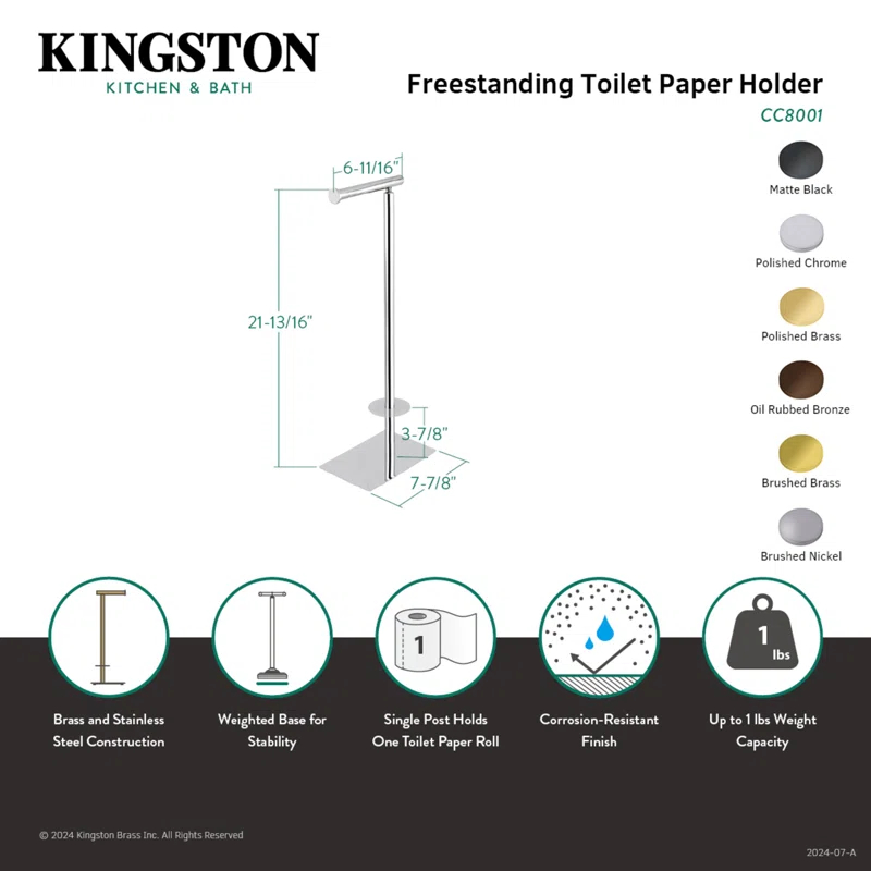 Kingston Brass Claremont Freestanding Toilet Paper Holder
