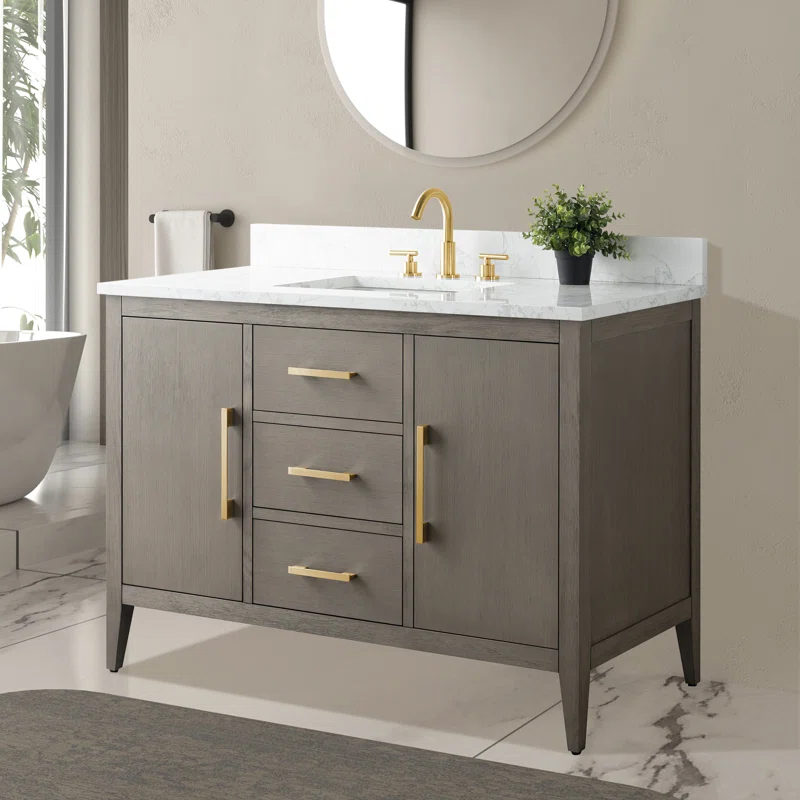 48'' Single Bathroom Vanity with Engineered Marble Top