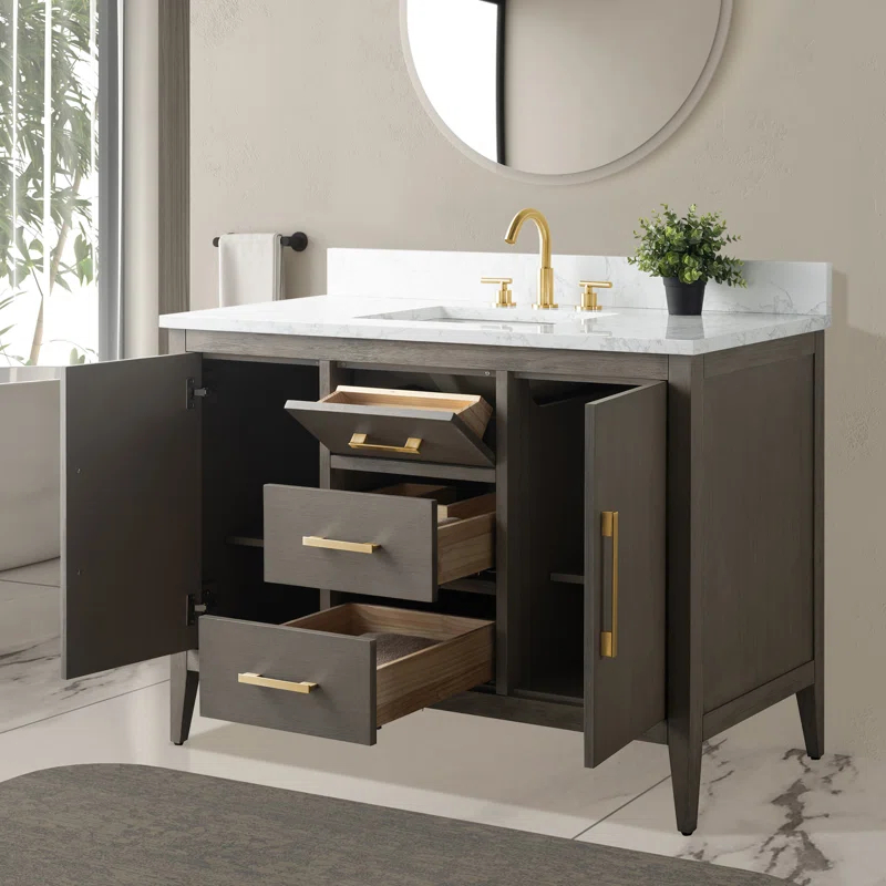 48'' Single Bathroom Vanity with Engineered Marble Top
