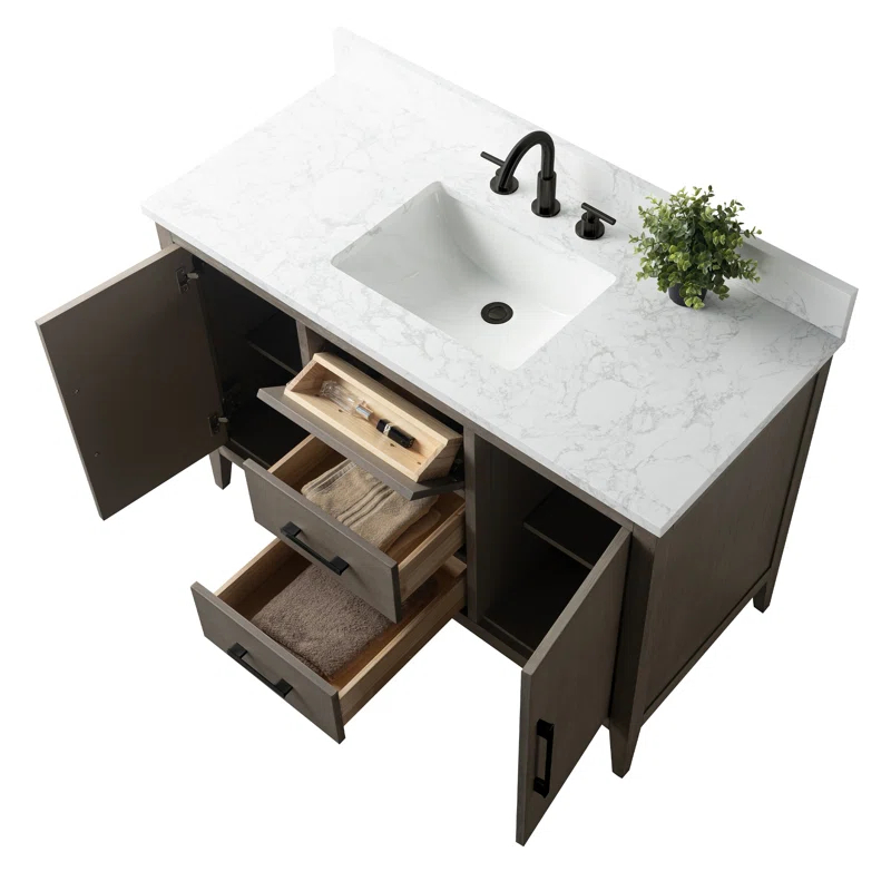 48'' Single Bathroom Vanity with Engineered Marble Top