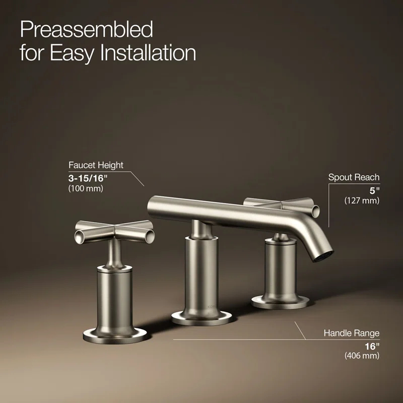 Purist® Widespread Bathroom Sink Faucet with Low Cross Handles and Low Spout