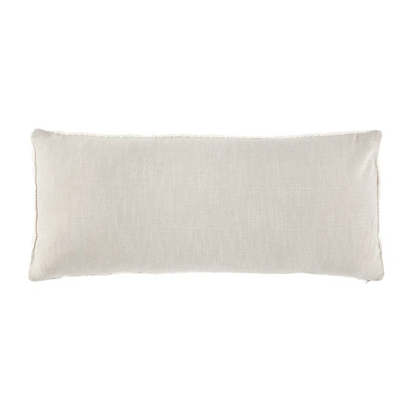 Ivory Knitted Belgian Linen Throw Pillow, 16"x36"