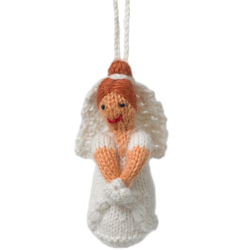 Arcadia Home Red Head Bride Ornament Hand Knit Wedding Ornament. Orange Hair Bride. Bridal Shower Gift. Bride Xmas Ornament. First Married Xmas Gift.