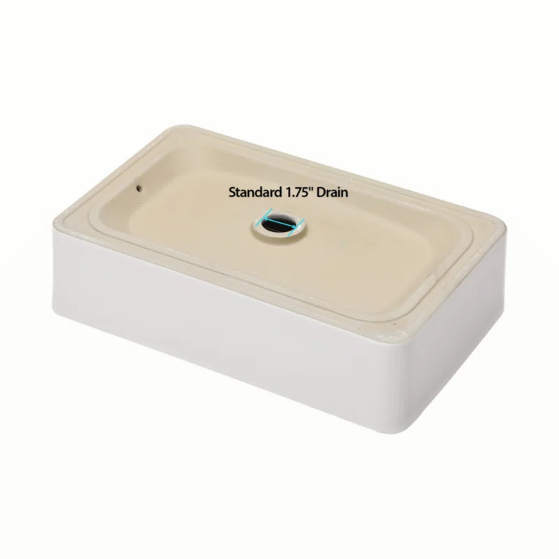 21"X14" White Ceramic Rectangular Vessel Bathroom Sink