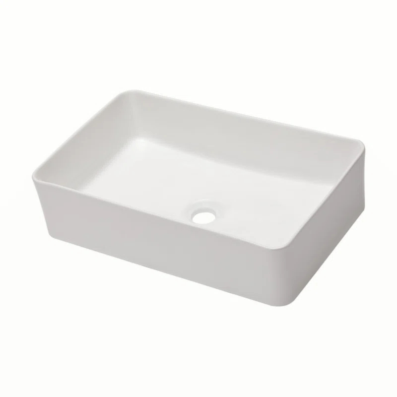21"X14" White Ceramic Rectangular Vessel Bathroom Sink
