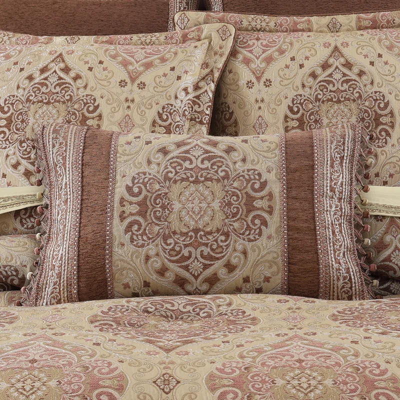 Terracotta Jacquard Boudoir Decorative Throw Pillow with Tassels