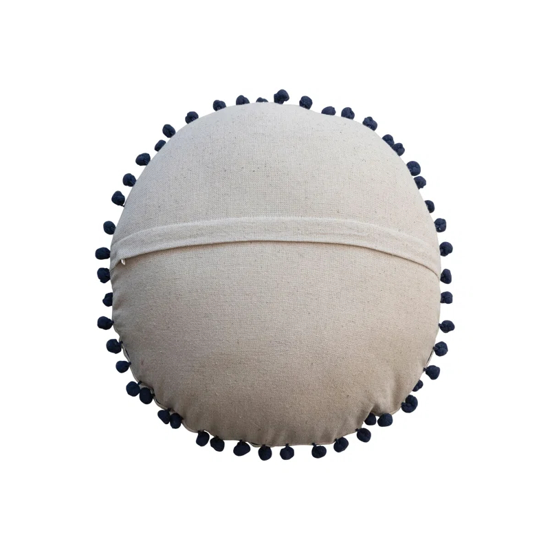 Multicolor Embroidered Cotton Blend Round Holiday Pillow