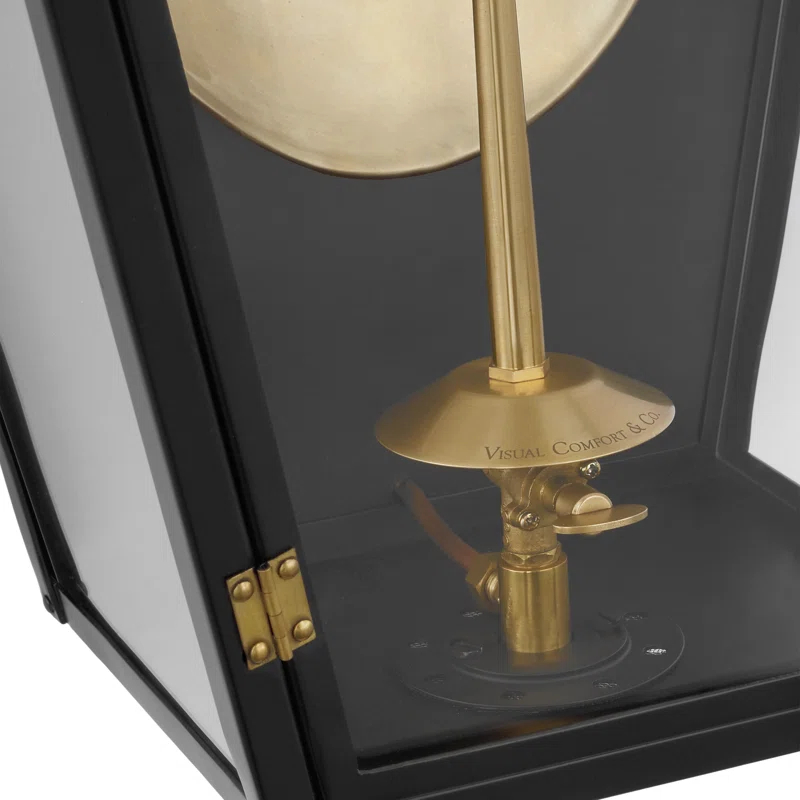 Matte Black Gas Outdoor Wall Lantern with Clear Glass