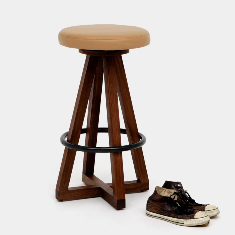 X3 Swivel Upholstered Counter Stool with Solid Wood Frame