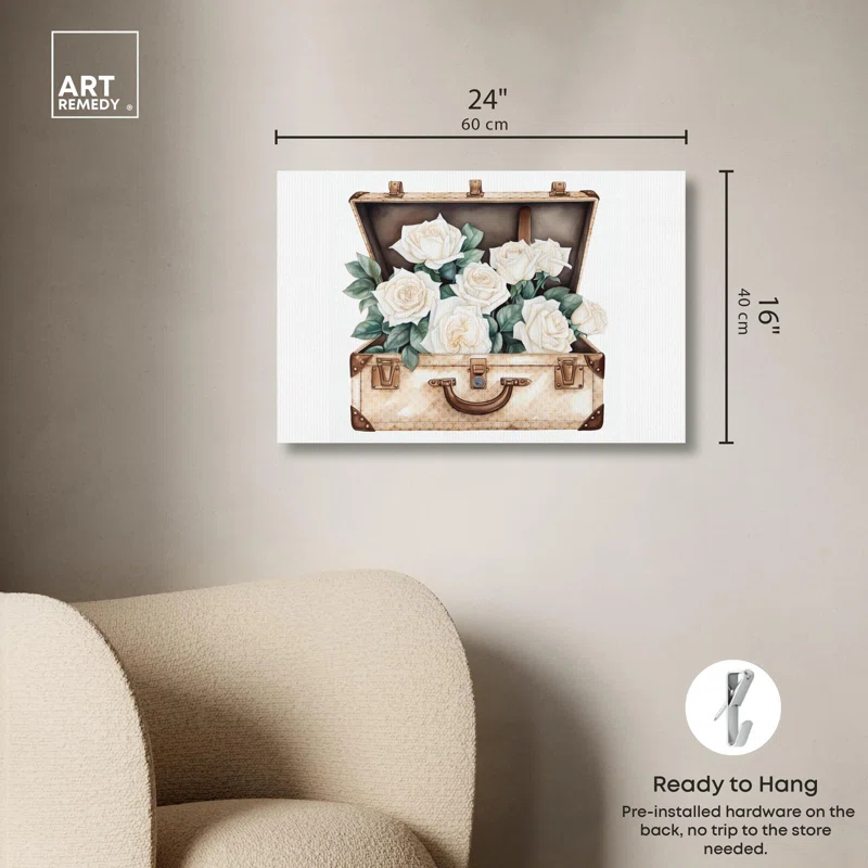 Art Remedy White Roses in a Case Canvas Glam Livingroom Wall Art by Art Remedy
