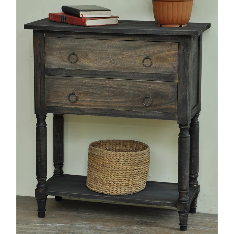 August Grove® Talbotton Solid Wood 2 - Drawer End Table