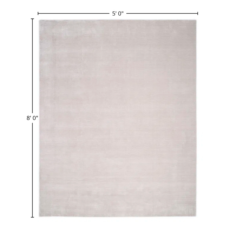Mist Gray Hand-Knotted Wool and Viscose Area Rug