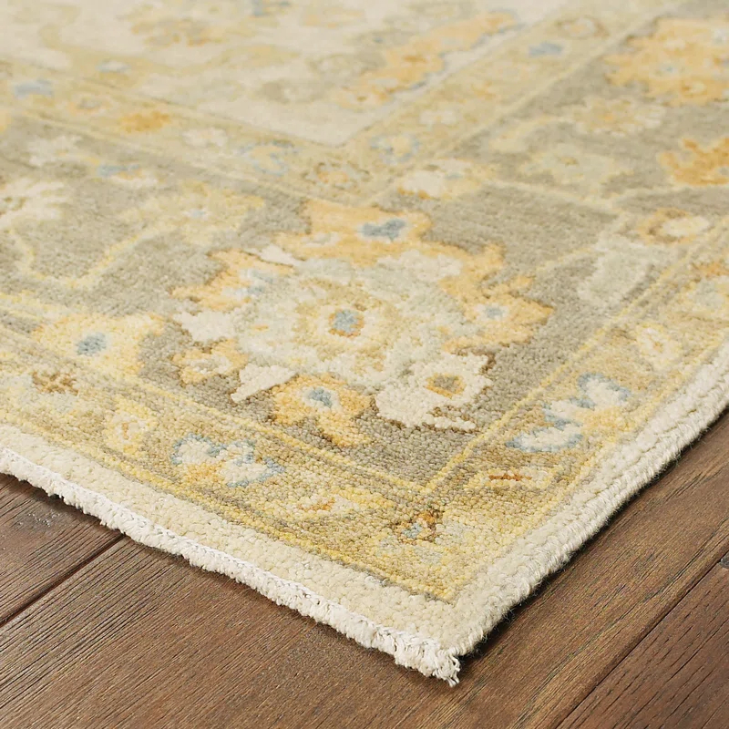 Palace Oriental Hand-Knotted Wool Beige/Gray Area Rug