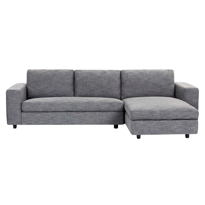 Ethan Quarry Gray Linen and Wood 111" Modern Sofa Chaise