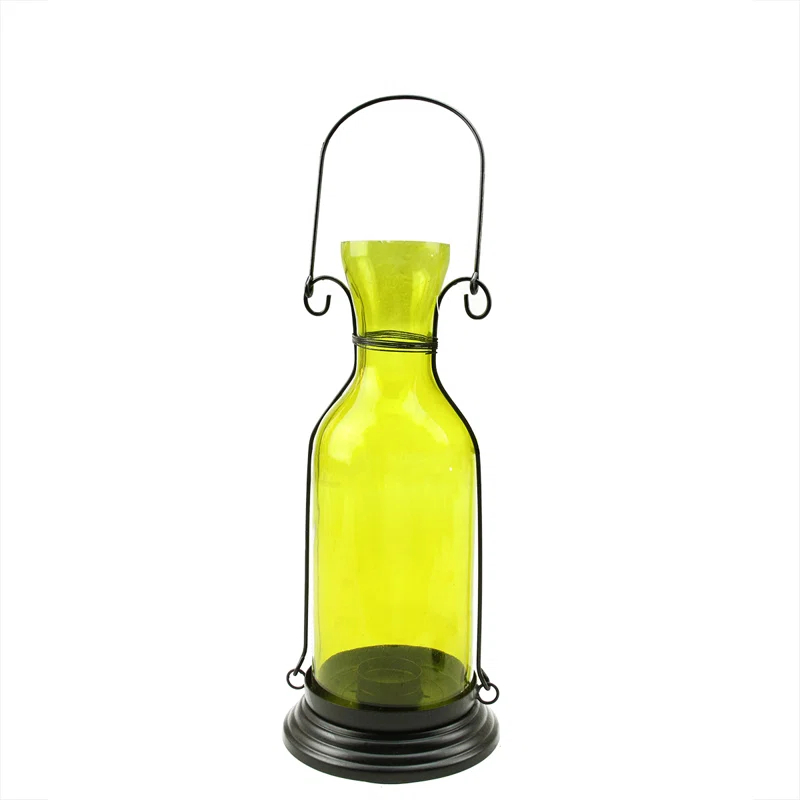 Northlight Seasonal 12" Transparent Yellow Decorative Glass Bottle Tea Light Candle Lantern