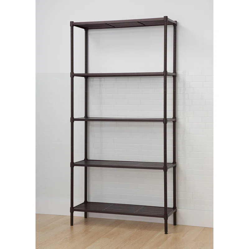 TRINITY Dark Bronze 5-Tier Steel Slat Shelving Unit (36 in. W x 72 in. H x 14 in. D)