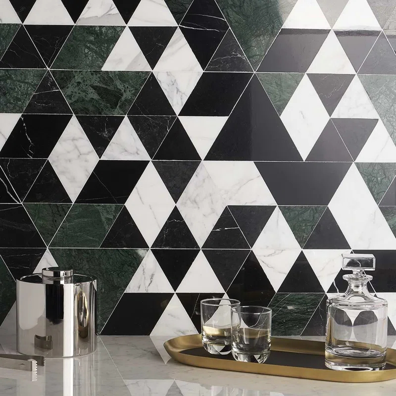 Prisma Dark Green 7.75 in. x 13.5 in. Polished Marble Floor and Wall Tile (0.73 sq. ft./Each)