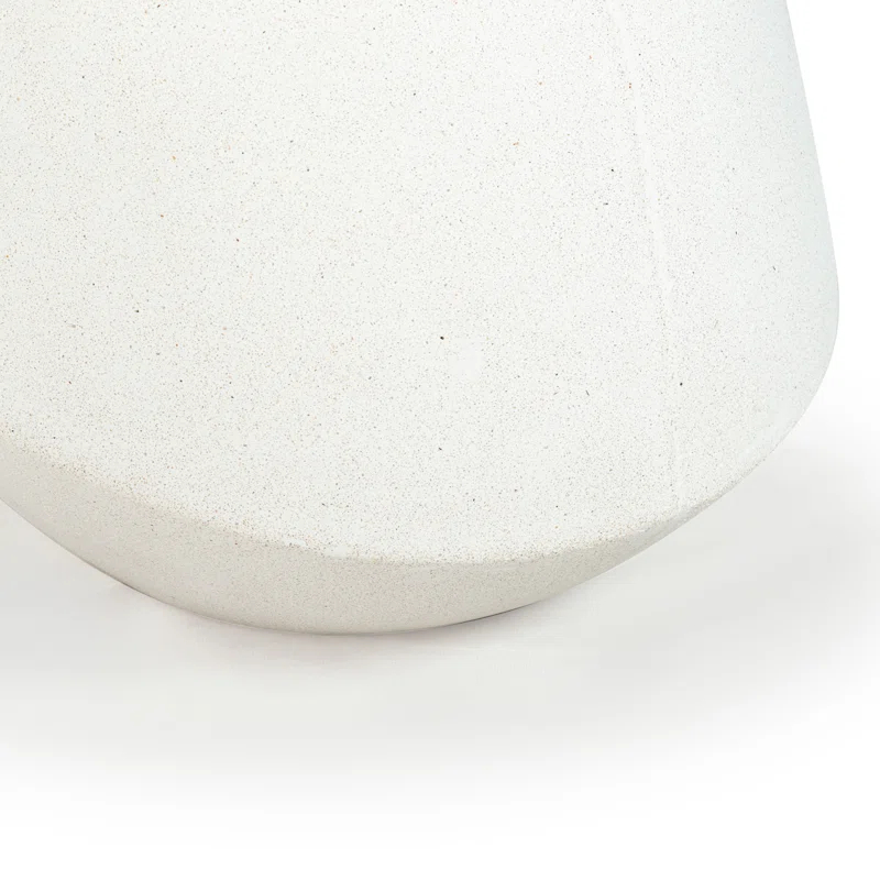 Ivory Round Concrete Pedestal Outdoor Accent Table