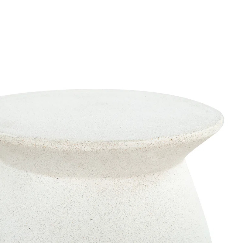 Ivory Round Concrete Pedestal Outdoor Accent Table