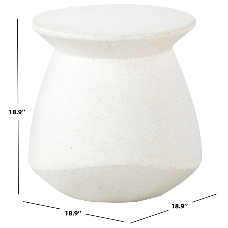 Ivory Round Concrete Pedestal Outdoor Accent Table