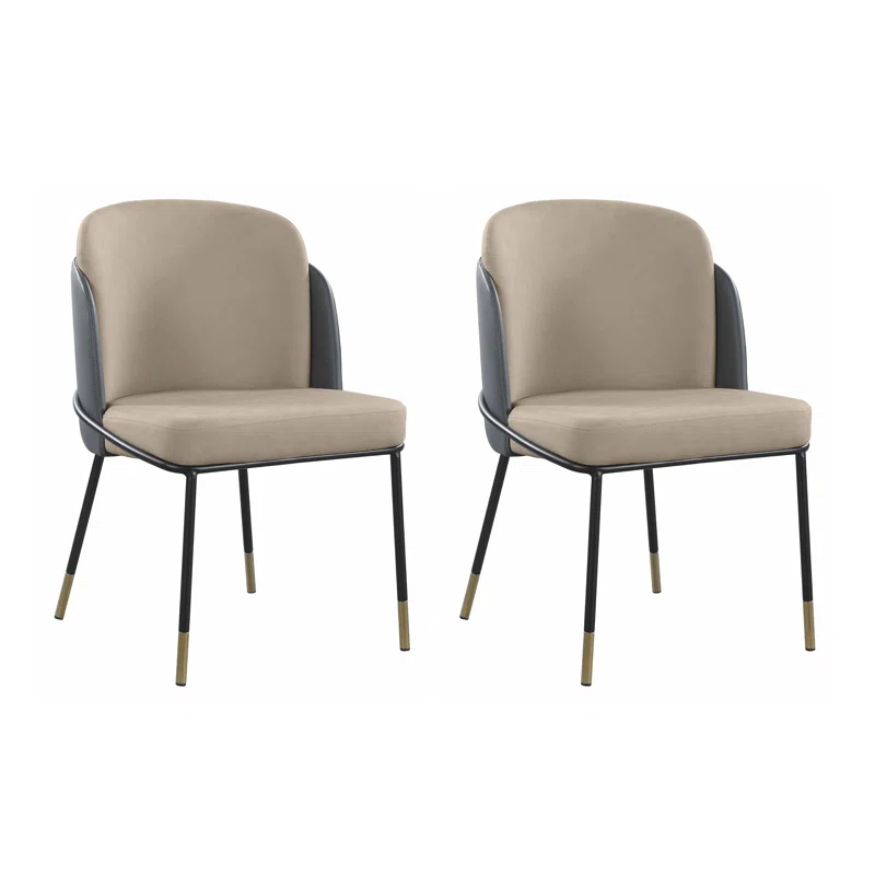 Dining Set w/ Extendable Marbleized Ceramic Table & 2Tone Chairs w/ Golden Accents