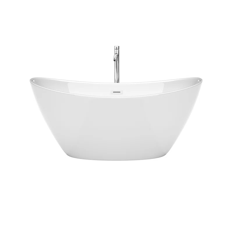 Wyndham Collection WCBTE652060SWATPPC Dorrit 60" x 32" Freestanding Soaking Acrylic Bathtub with Faucet