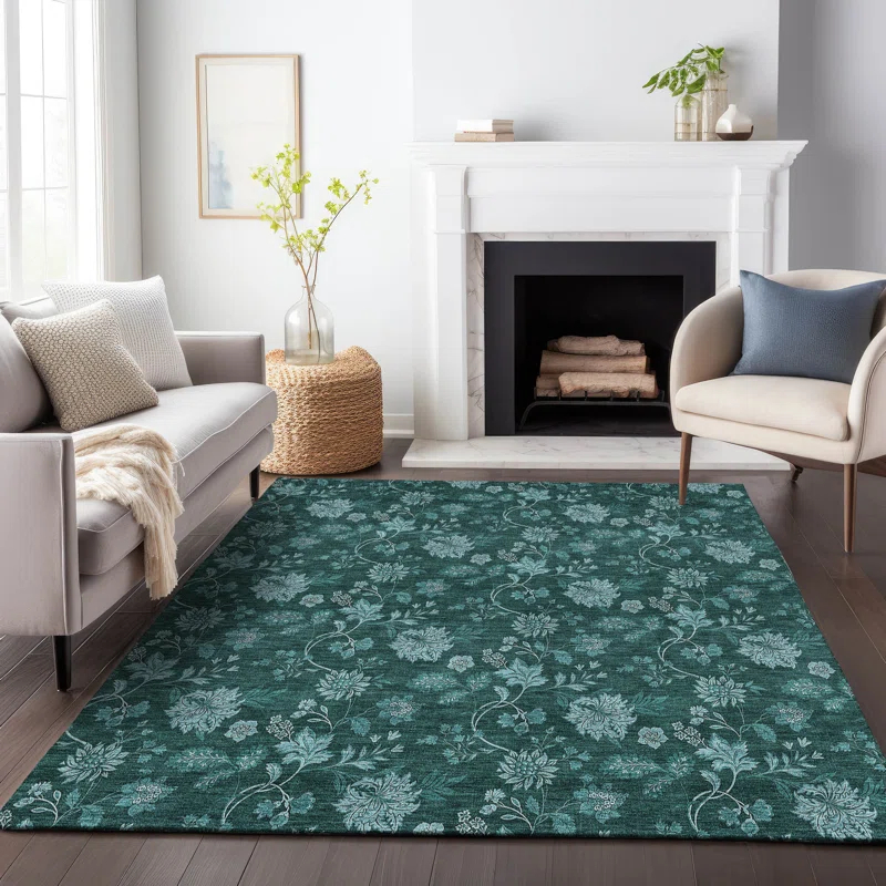 Premium Machine Washable Mayfield Teal Rug