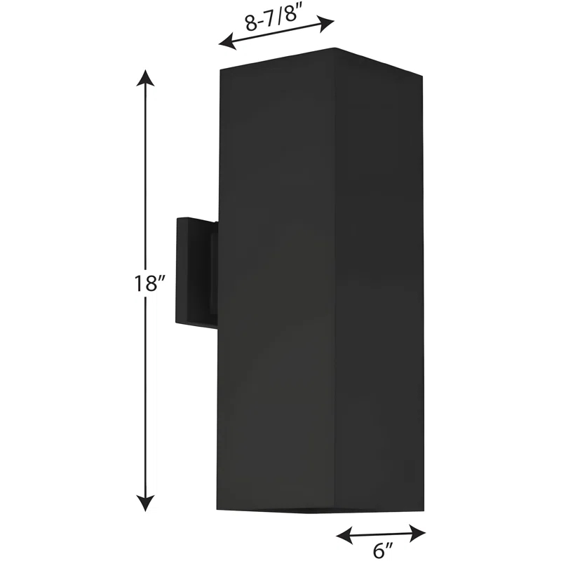 Square Collection 6" Aluminum Up/Down Matte Black Outdoor Wall Lantern Light