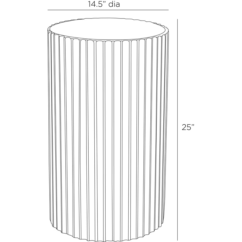 Round Beige Travertine Stone Fluted Accent Table