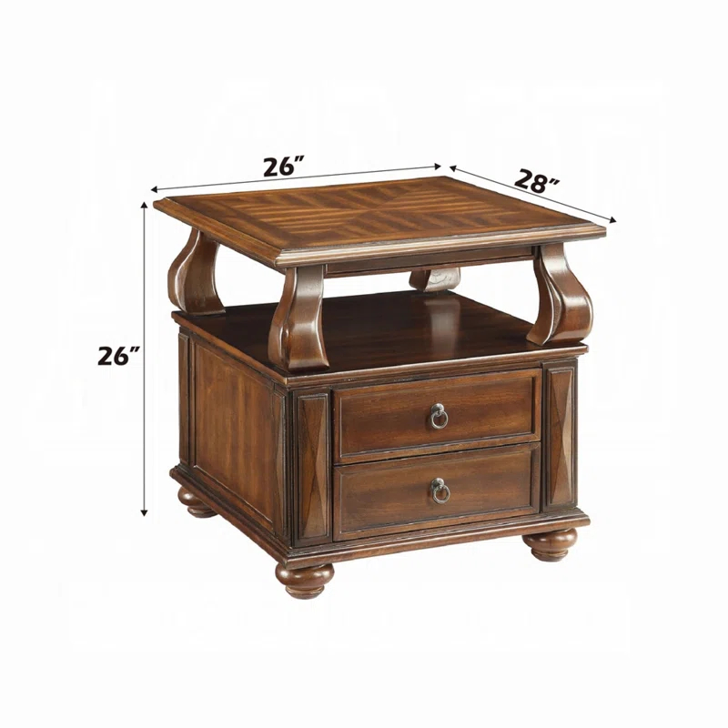 Charleen Solid Wood Top 2 - Drawer End Table