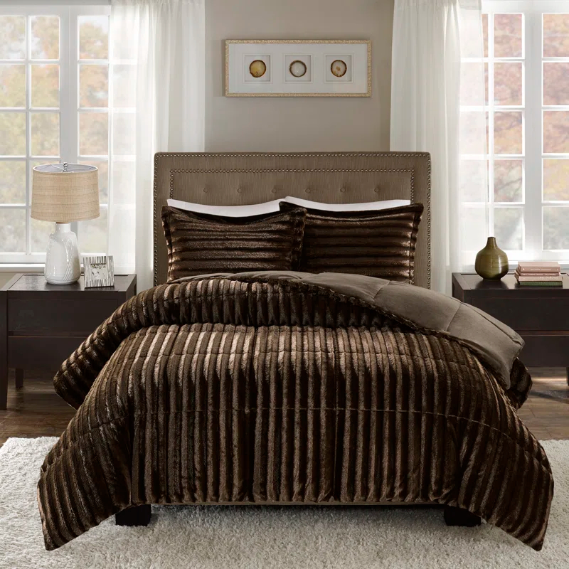 Madison Park Faux Fur 3 Piece Comforter Set