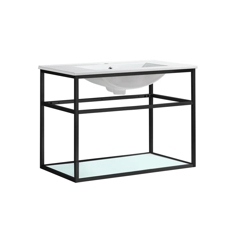 Pierre 30 Single, Open Shelf, Metal Frame Bathroom Vanity