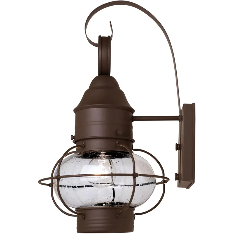 Nantucket Rustic Wall Lantern Sconce - Outdoor Lighting Fixture With Clear Seedy Glass, Durable Steel Construction, And Easy Installation