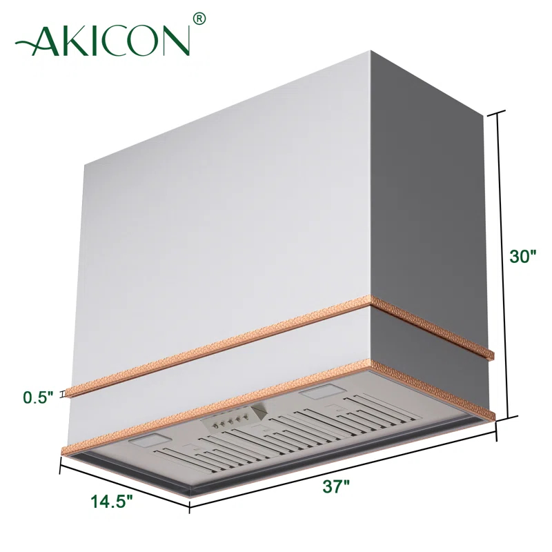 Akicon 36" Stainless Steel 600 CFM Ducted (Vented) Wall Mounted Required Range Hood