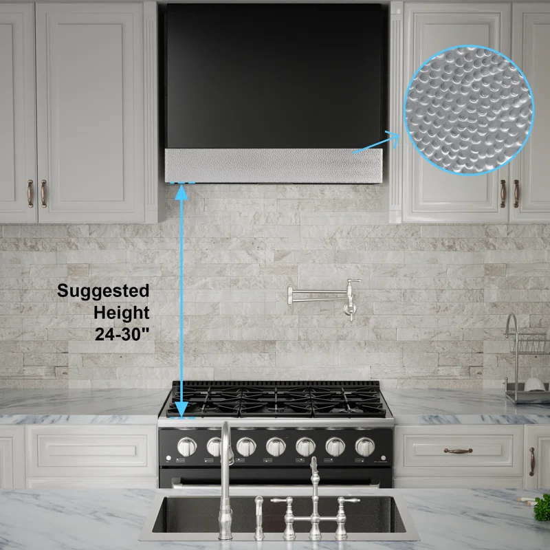 Akicon 600 CFM Ducted (Vented) Wall Mounted Required Range Hood