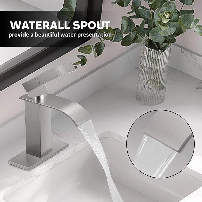Waterfall Bathroom Faucet,Single Handle 1 Or 3 Hole Bathroom...