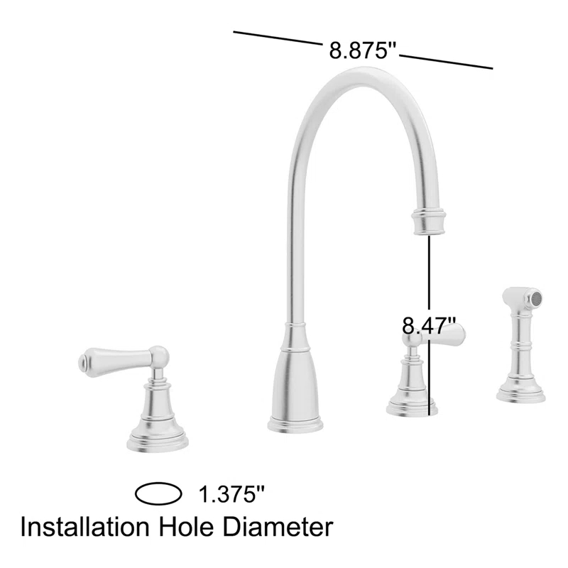 Georgian Era Two Handle Kitchen Faucet With Side Spray