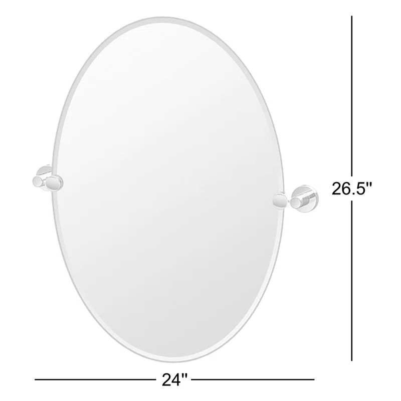 Glam Modern & Contemporary Bathroom Vanity | 26.50"H Frameless Oval Mirror