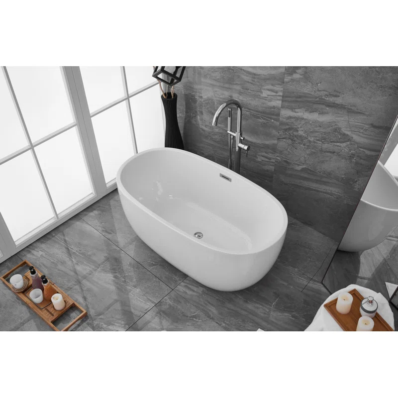 Hudepohl 54'' x 29'' Freestanding Soaking Acrylic Bathtub