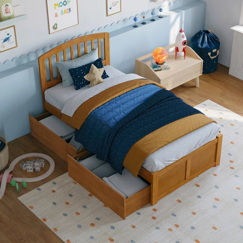 Solid Wood Platform Storage Bed
