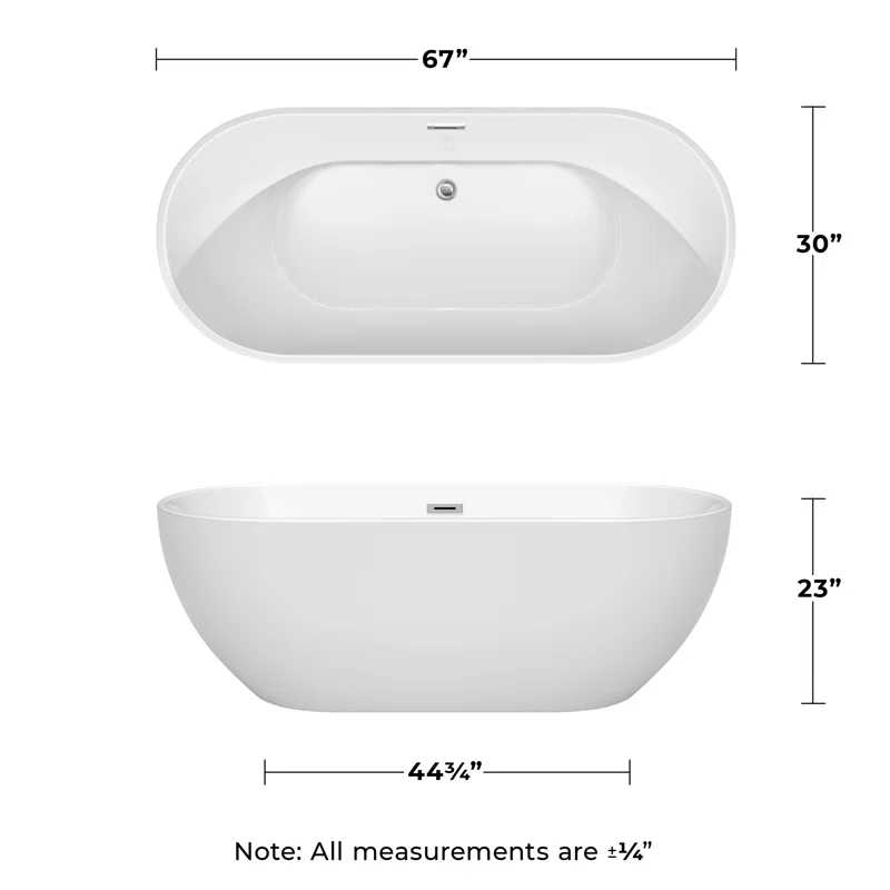 Brooklyn 67'' x 30'' Freestanding Soaking Acrylic Bathtub