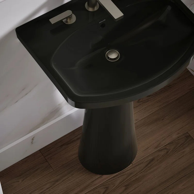 Cimarron® 26.81" Vitreous China U-Shape Pedestal Bathroom Sink with Overflow